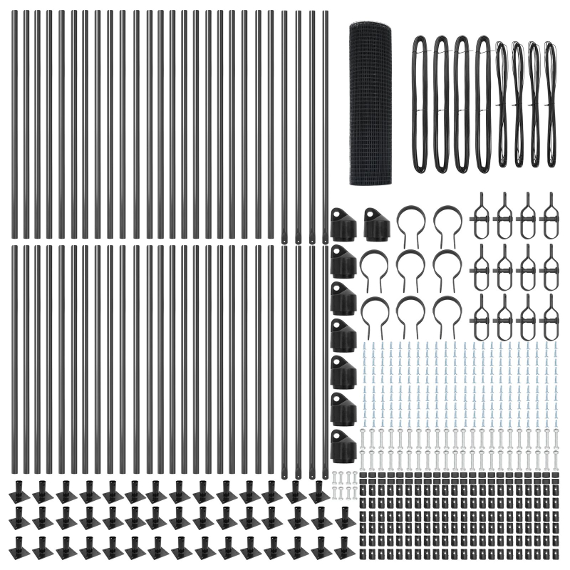 Schweißdrahtzaun mit 13 Flanschpfosten Grau 1x100 m Stahl