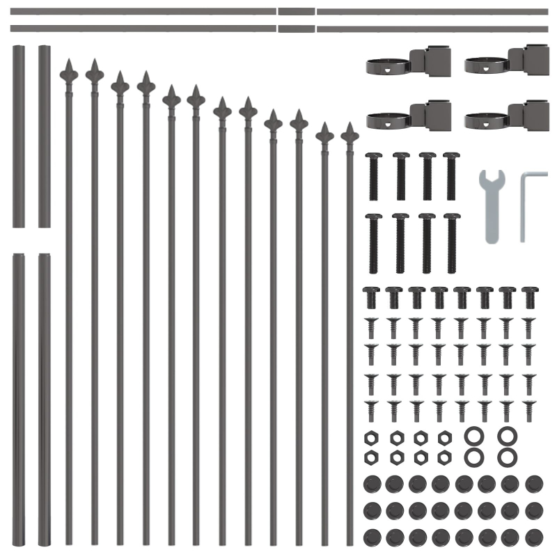 Gartenzaun mit Haube Grau 10,2x1 m Stahl
