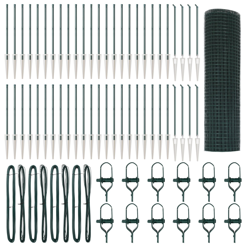 Geschweißter Drahtzaun mit 13 Spike-Posts Grün 1x100 m Stahl