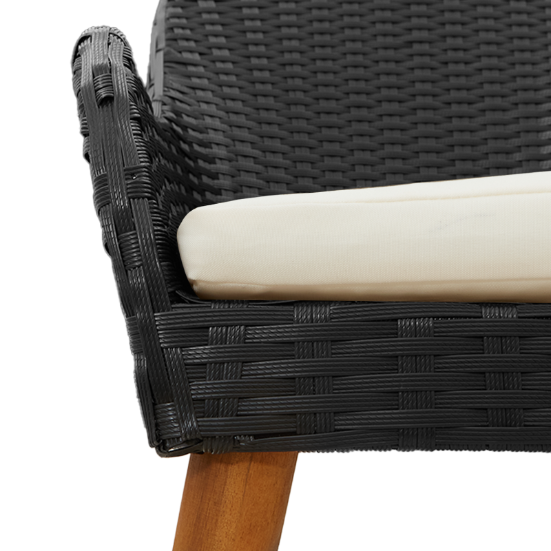 7-teiliges Garten Essgruppe Schwarz Poly-Rattan