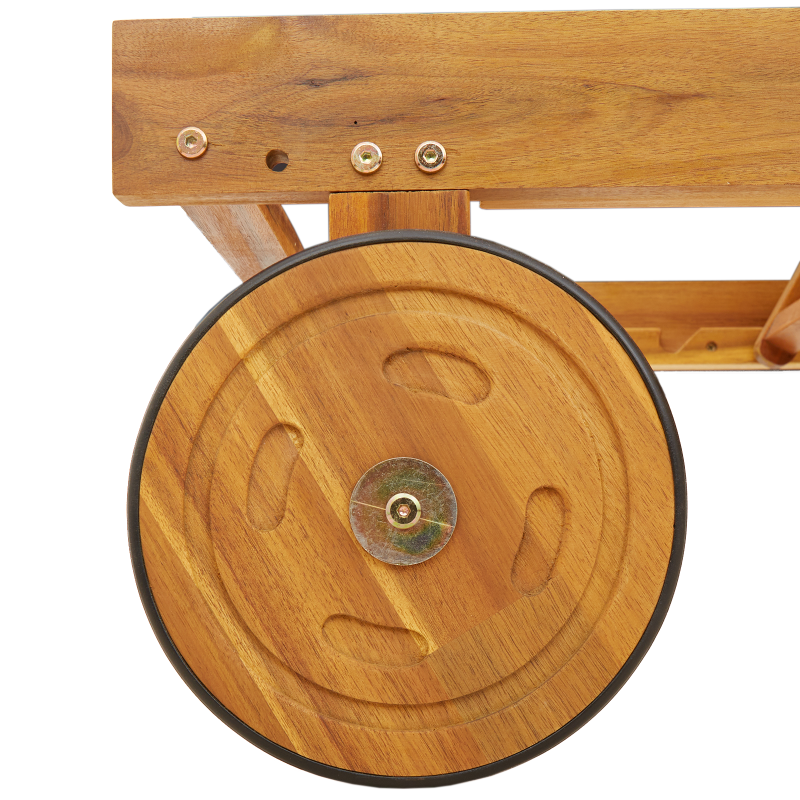 Doppel-Sonnenliege mit Rollen und Kissen aus massivem Akazienholz