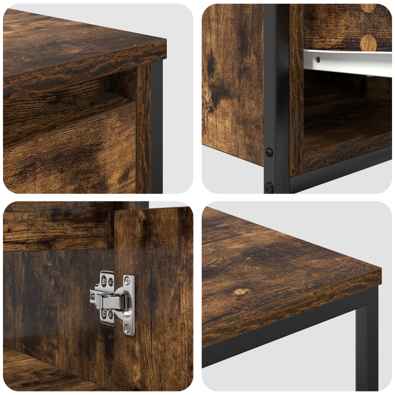 2-teiliges Badezimmermöbel-Set aus geräucherter Eiche und Holzwerkstoff