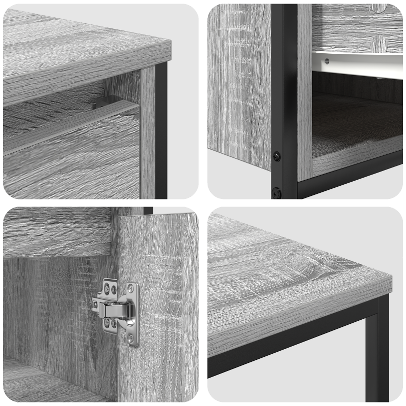 3-teiliges Badezimmermöbel-Set aus grauem Sonoma Holzwerkstoff