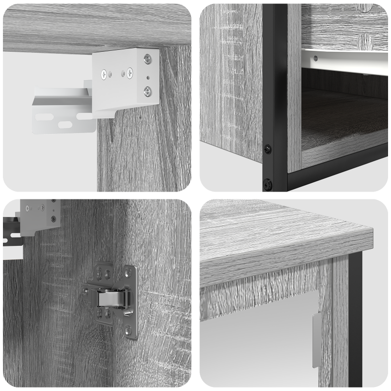 5-teiliges Badezimmermöbel Set aus grauem Sonoma Holzwerkstoff