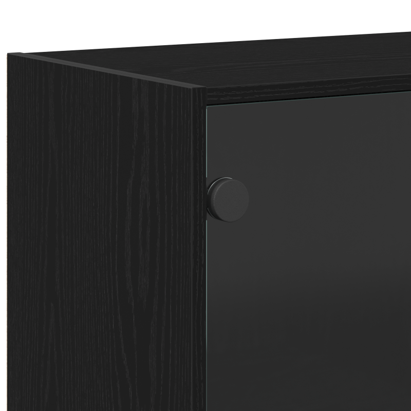 Hochschrank mit Türen Schwarz Eiche 68x37x142 cm Holzwerkstoff