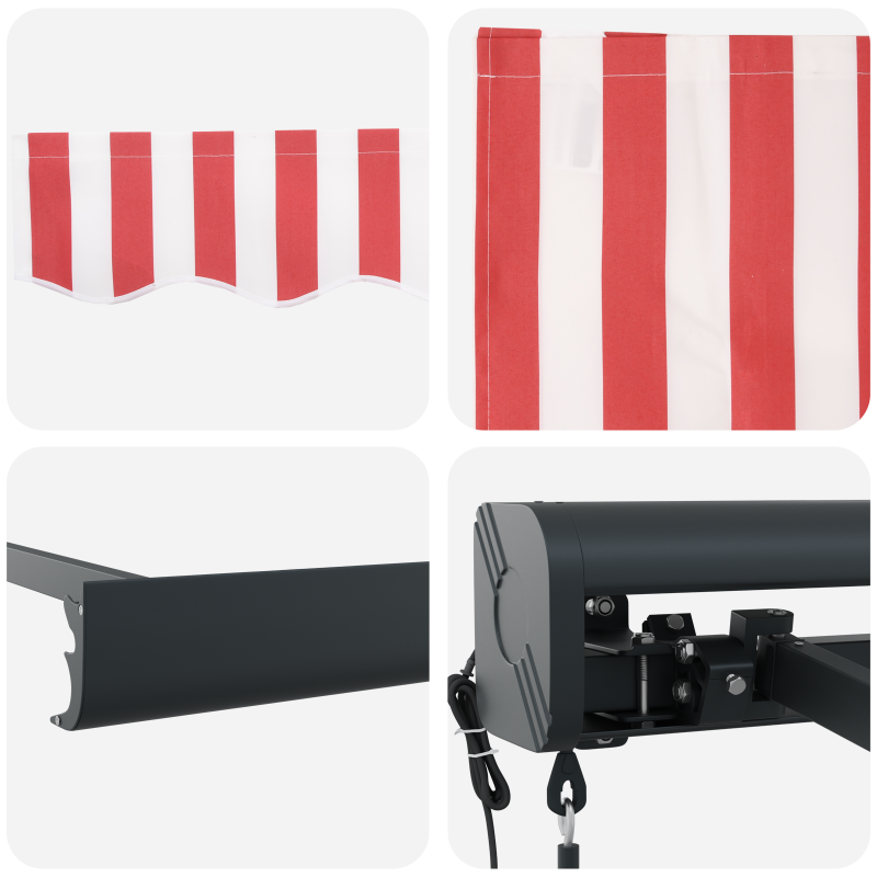 Automatische einziehbare Markise Rot und Weiße Streifen 350x250 cm