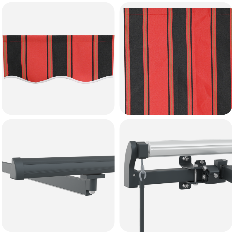 Manuelle einziehbare Markise mit LED in Orange und Braun 400x350 cm