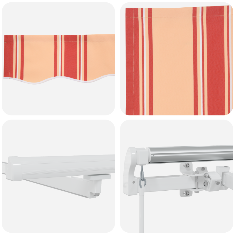 Manuelle einziehbare Markise mit LED in Gelb und Orange (500x300 cm)