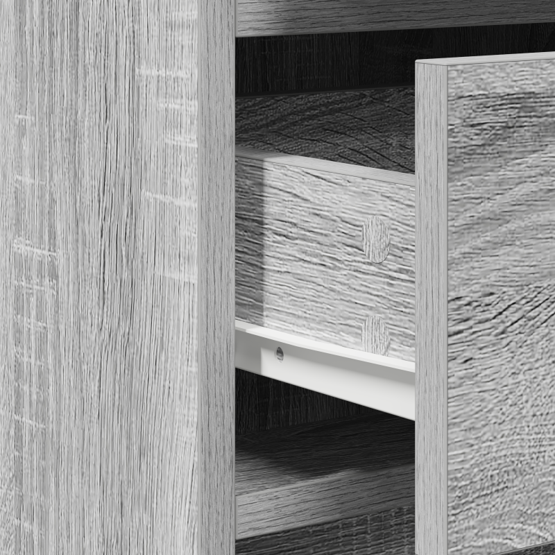 3-teiliges Schminktisch-Set mit LED Grau Sonoma Holzwerkstoff