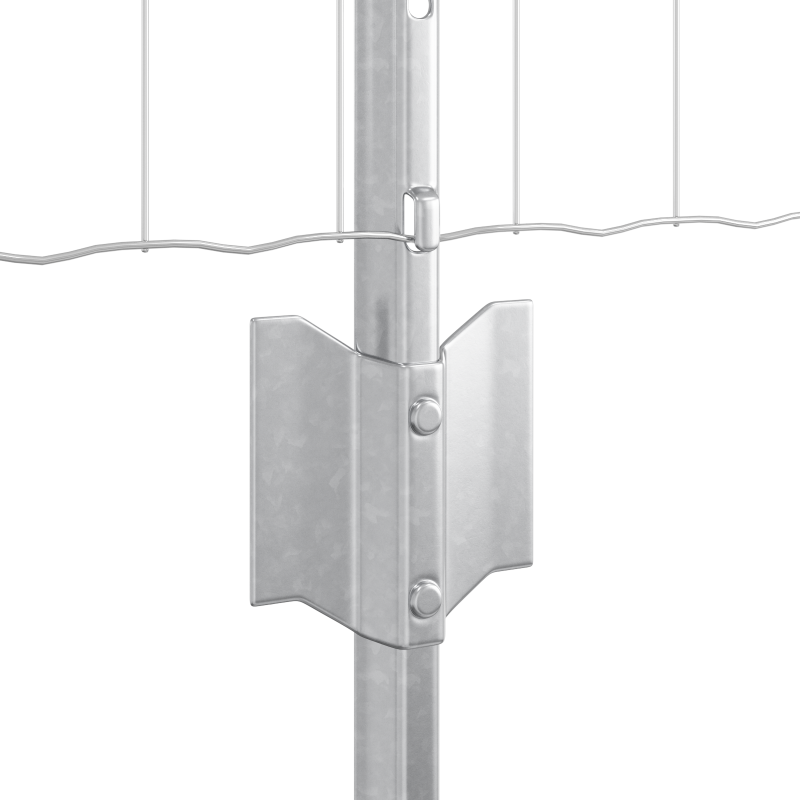 Eurozaun mit 5 U-Pfosten Silber 0,8x10 m Stahl