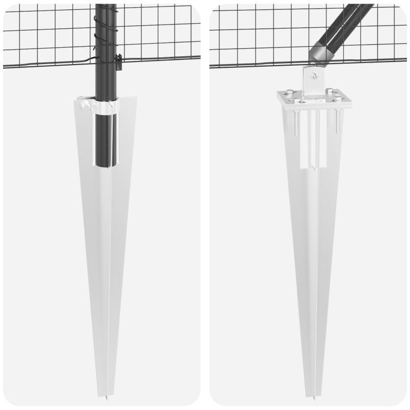 Gestickter Maschendrahtzaun mit 13 Spitzenpfosten Grau 0,8x25 m aus Stahl