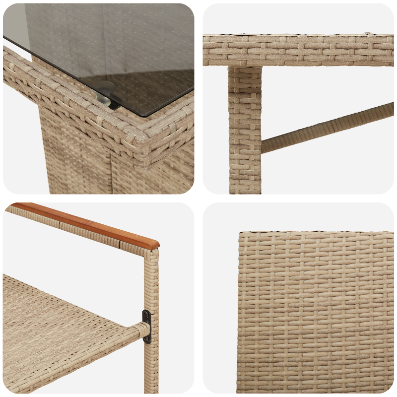 9-teilige Garten Esszimmer Set Beige Poly Rattan