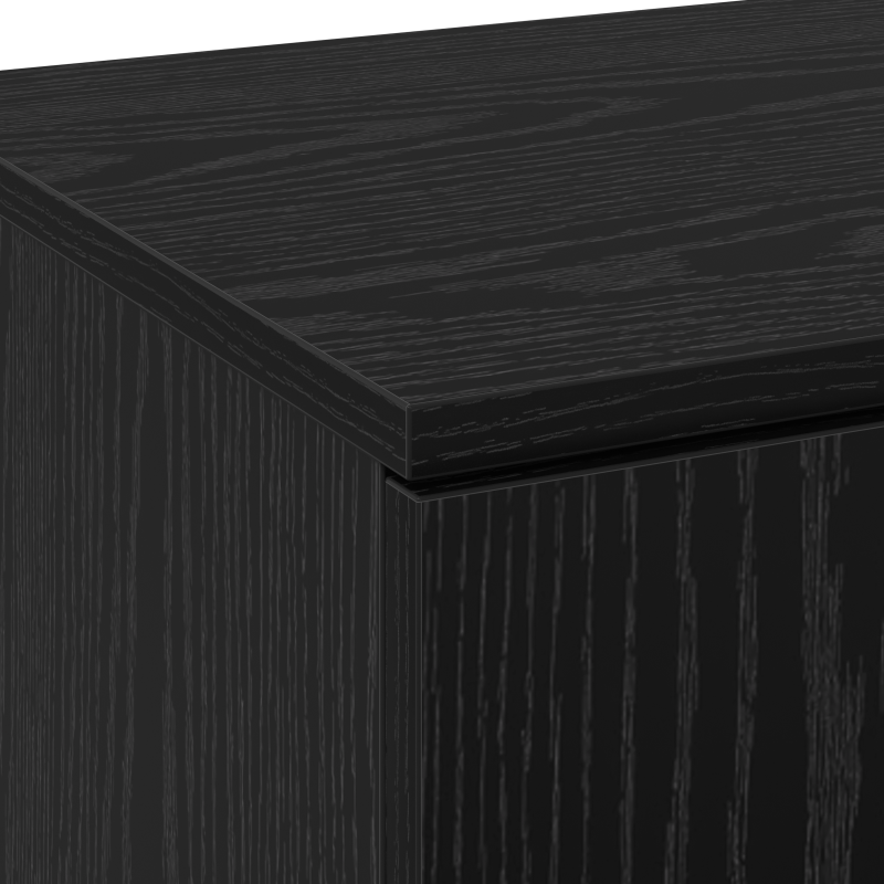 Highboard Schwarz Eiche 80x35x180 cm Holzwerkstoff