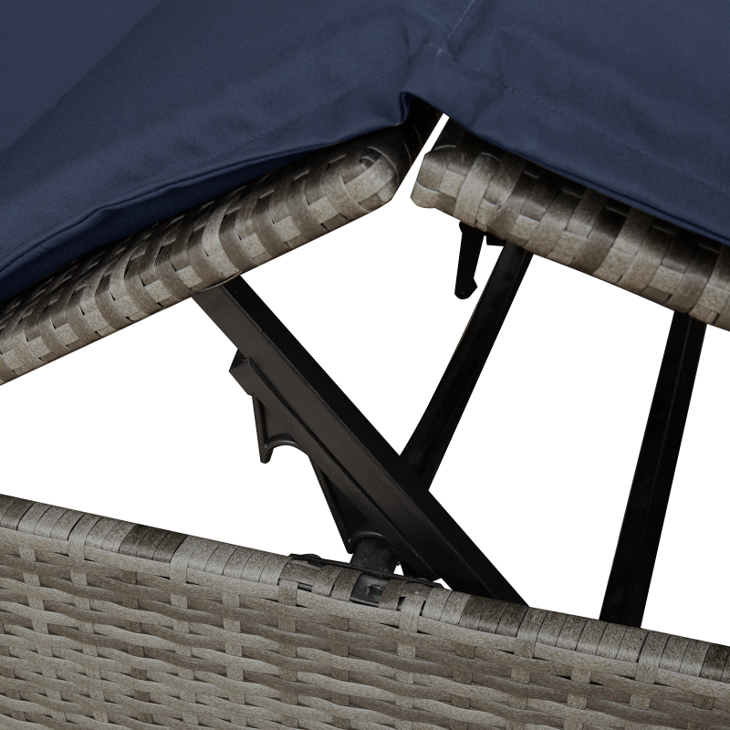 Doppelliege Set aus 2 Grau und Marineblau Rattan Groß