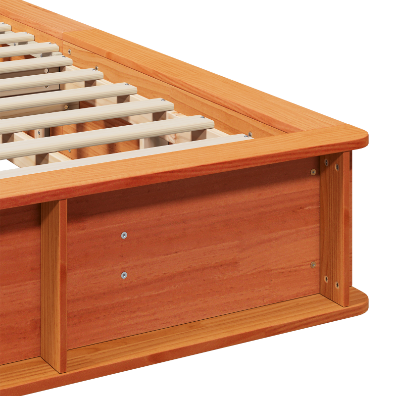 Bettgestell mit Hochklapp-Stauraum Wachsbraun 180x200 cm Massivholz Kiefer