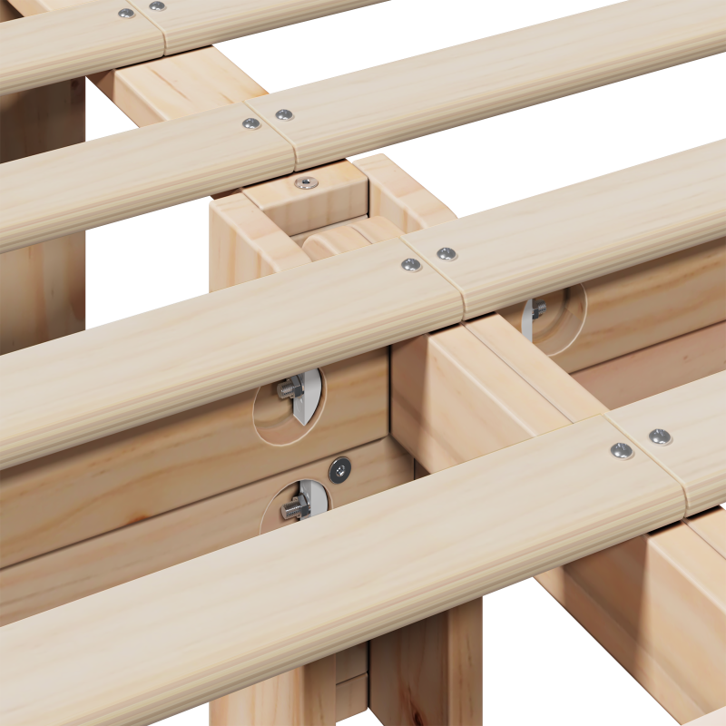 Bettgestell mit Hochklapp-Stauraum Wachsbraun 180x200 cm Massivholz Kiefer