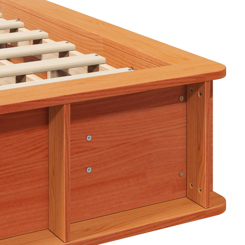 Bettgestell mit hochklappbarem Stauraum Wachsbrown 150x200 cm Massivholz Kiefer