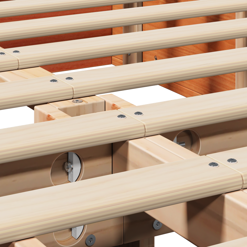 Bettgestell mit hochklappbarem Stauraum Wachsbrown 150x200 cm Massivholz Kiefer