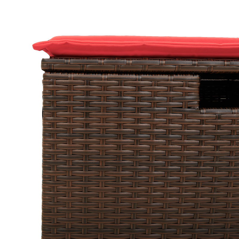 Gartenhocker mit Kissen Braun 55x55x37 cm Poly Rattan