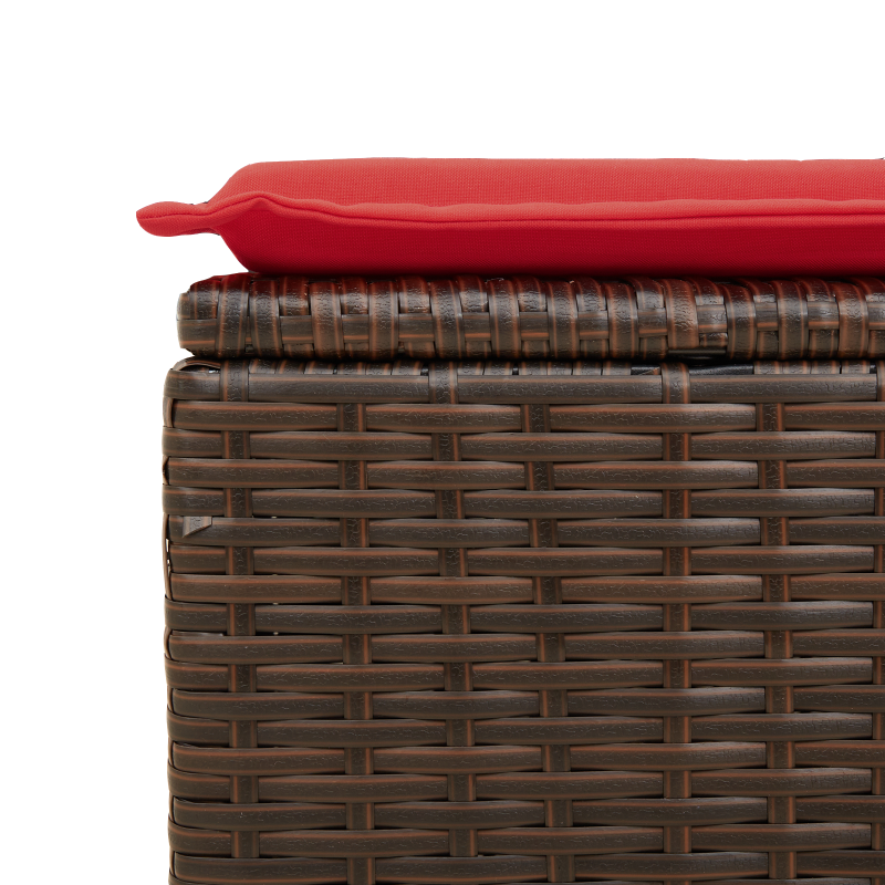 Gartenhocker mit Kissen Braun 55x55x37 cm Poly Rattan