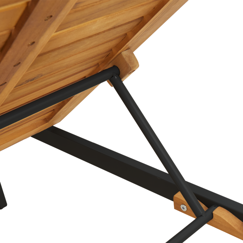 Sonnenliege Schwarz 200x55x35 cm Massivholz Akazie