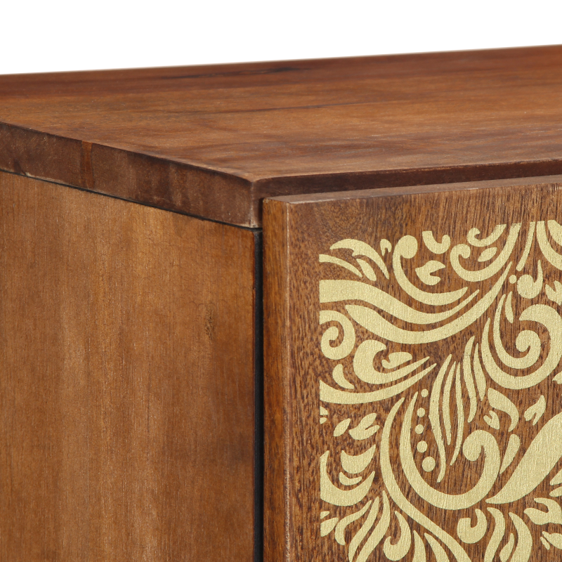 Highboard Honigbraun mit goldenen Akzenten Massivholz Mango