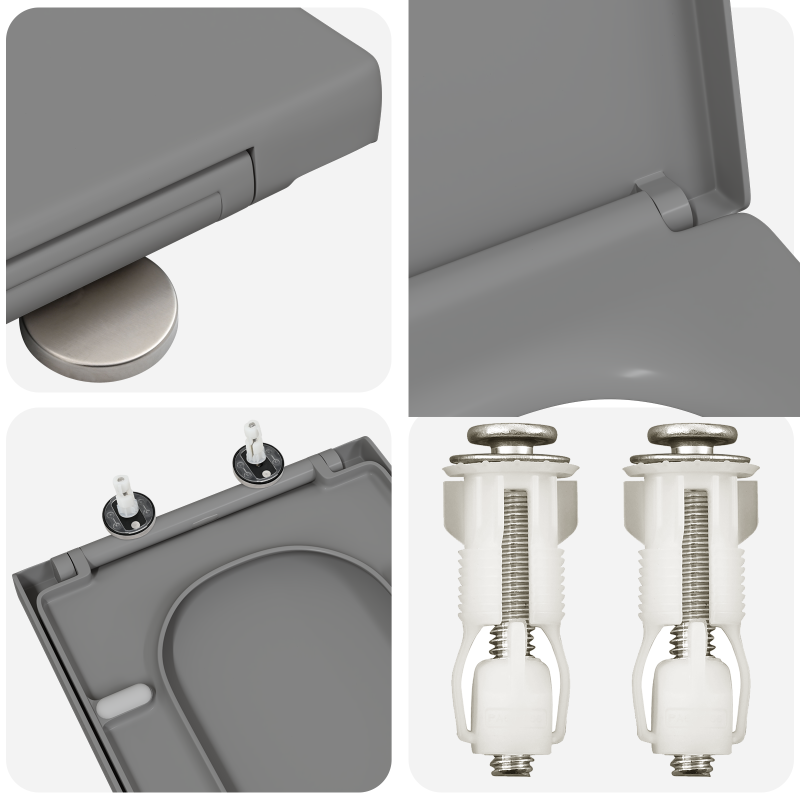 Toilettendeckel mit Schnellverschluss und sanftem Schließen Duroplast Grau