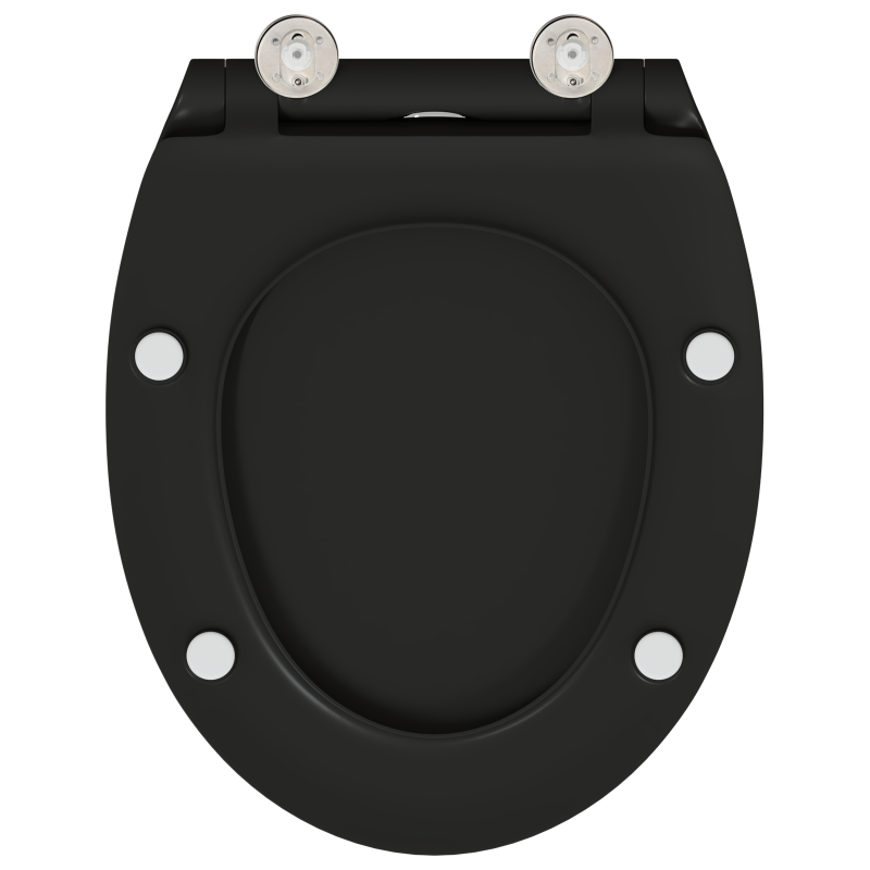 Toilettensitz mit Schnellverschluss und sanftem Schließen aus Duroplast Schwarz