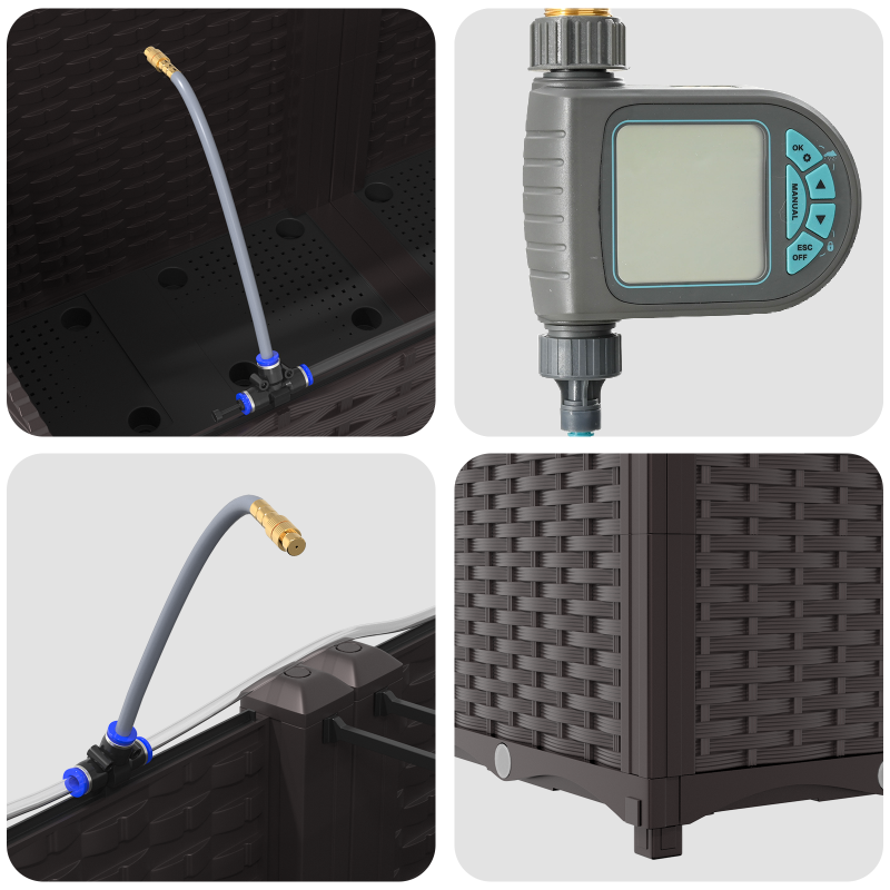 Gartenpflanzkästen mit Bewässerungssystem 2 Stück Braun