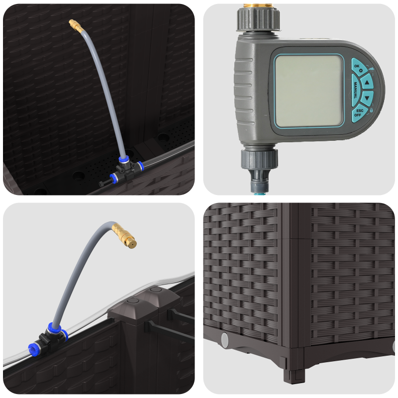 Gartenpflanzgefäße mit Bewässerungssystem 4 Stück Braun