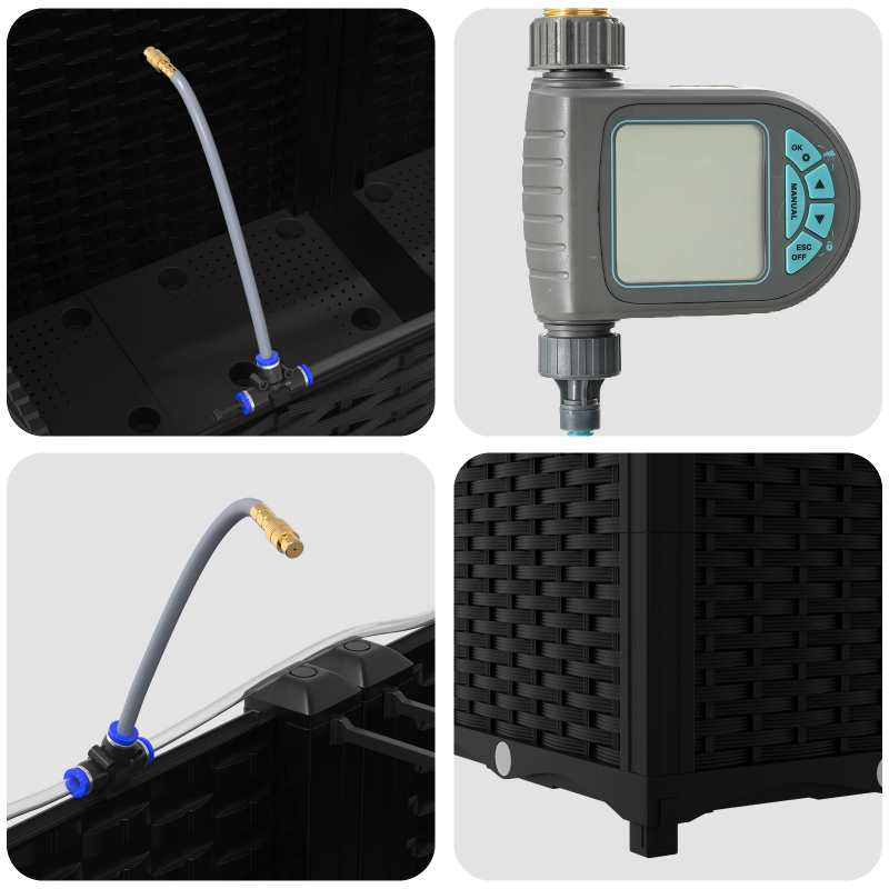 Gartenpflanzen mit Bewässerungssystem 2 Stück Schwarz