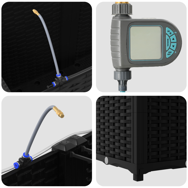 Gartenpflanzer mit Bewässerungssystem 4 Stück Schwarz