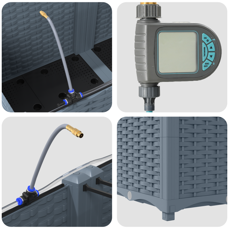 Gartenpflanzer mit Bewässerungssystem 3 Stück Hellgrau