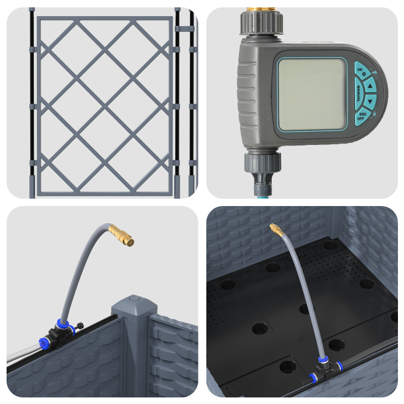 Gartenpflanzkästen mit Bewässerungssystem Hellgrau