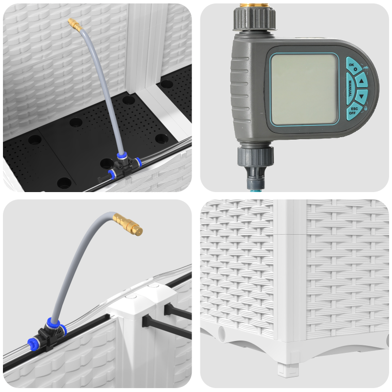 Gartenpflanzgefäße mit Bewässerungssystem 2 Stück Weiß