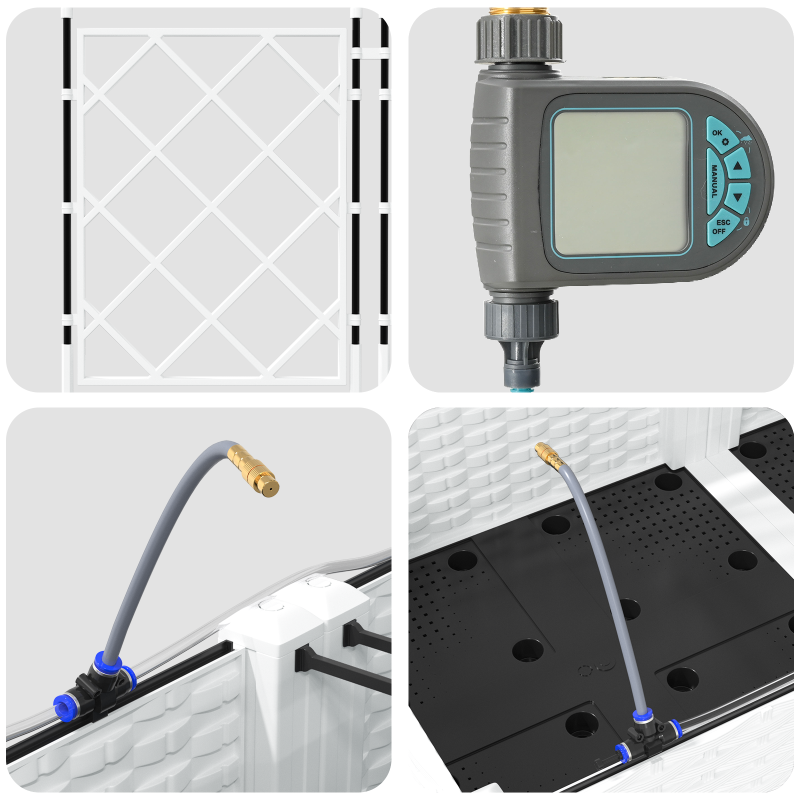 Gartenpflanzkübel mit Bewässerungssystem 2 Stück Weiß