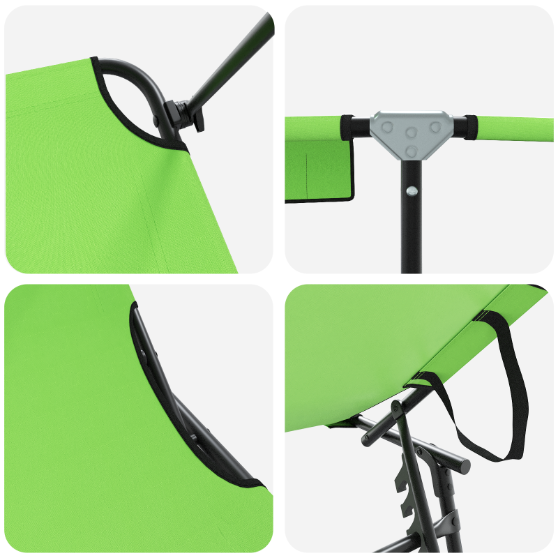 Faltliege 2 Stück mit Sonnendach Grün 600D Oxford-Stoff