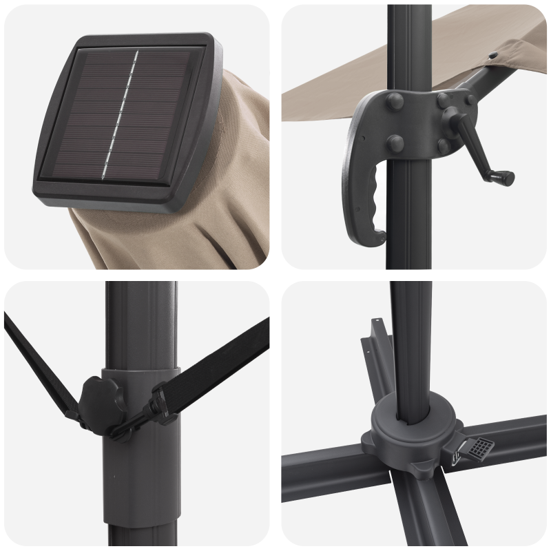 Cantilever Sonnenschirm - Taupe Taupe Stoff Groß Höhenverstellbar