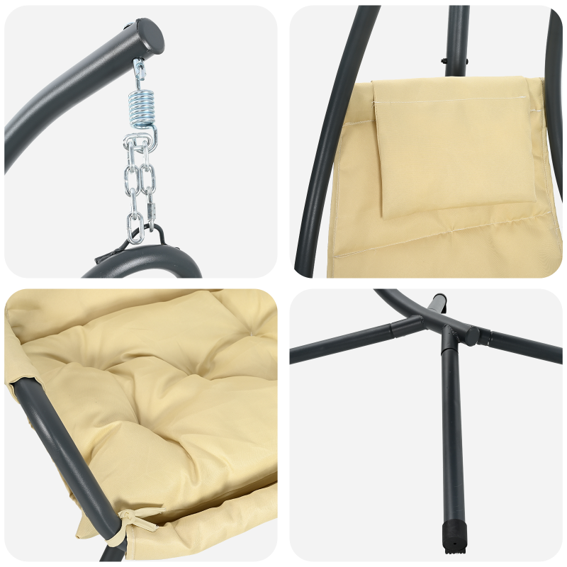 Hängestuhl mit Gestell und Kissen Beige Stahl