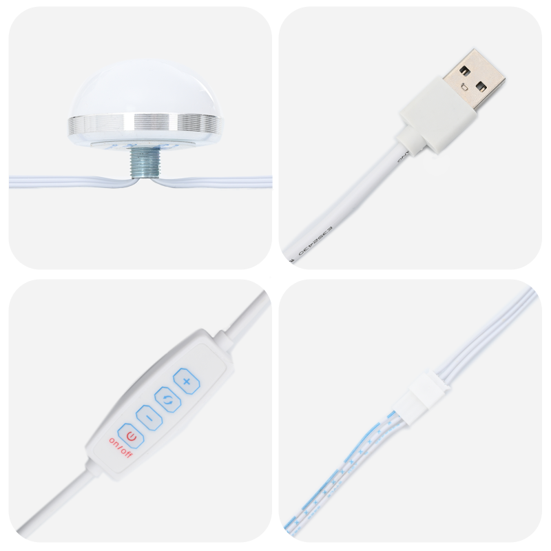 Schminktisch mit LED-Lichtern in Schwarz und Eiche, 79x41x135 cm