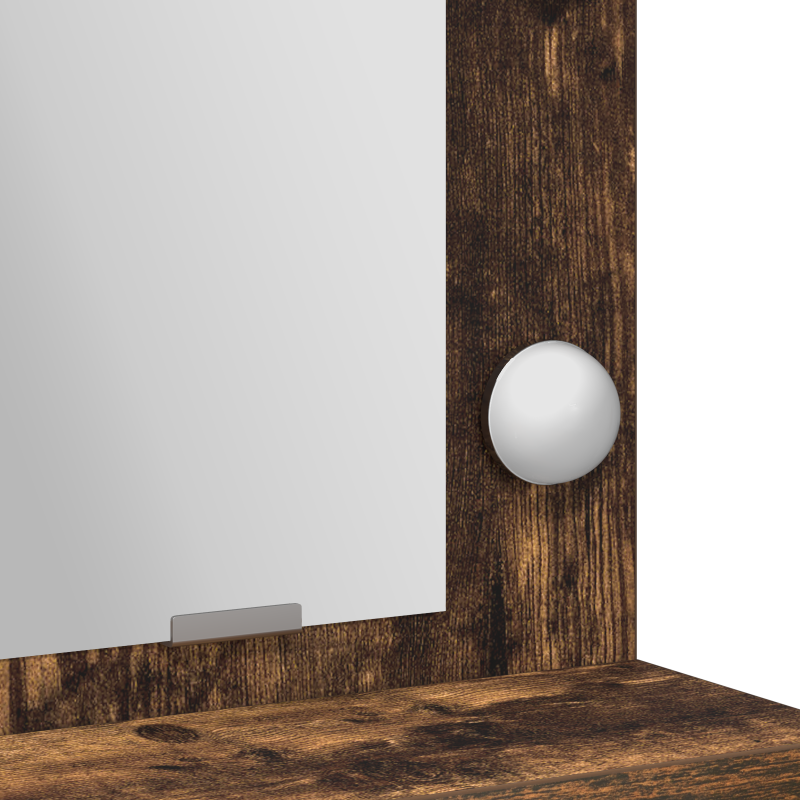 Schminktisch mit LED-Beleuchtung in Rauch-Eiche 79x41x135 cm