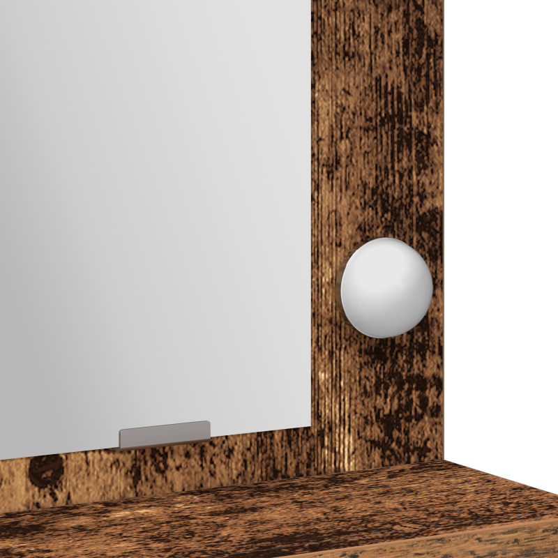 Schminktisch mit LED-Lichtern - Altes Holz, 50x41x135 cm