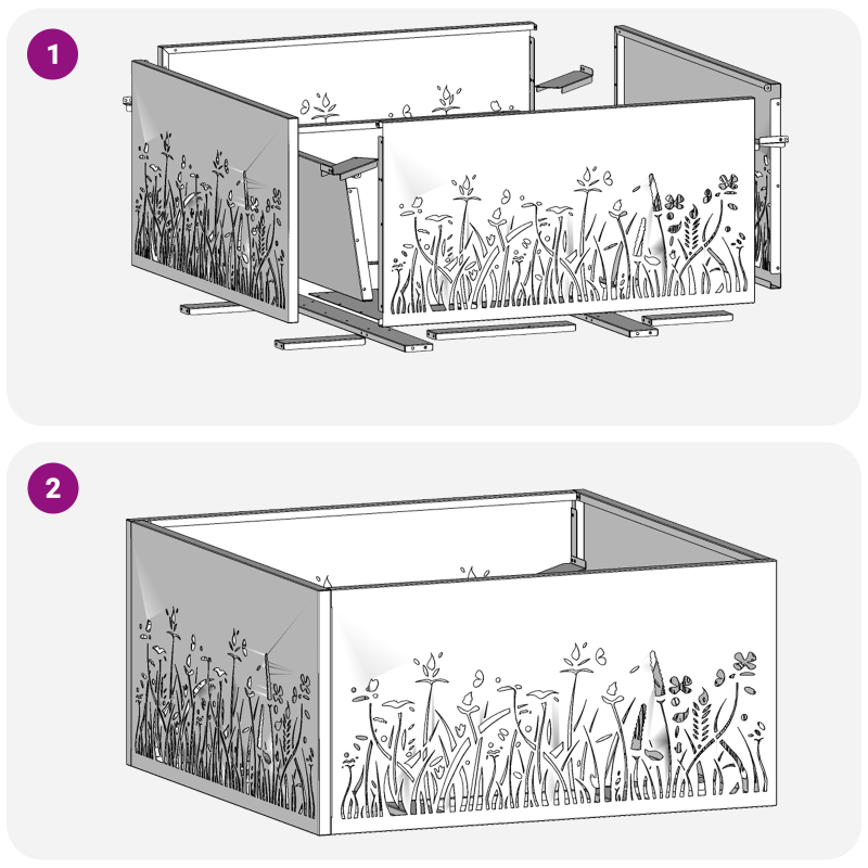 Feuerstelle Quadrat 60x60x30 cm Wetterstahl