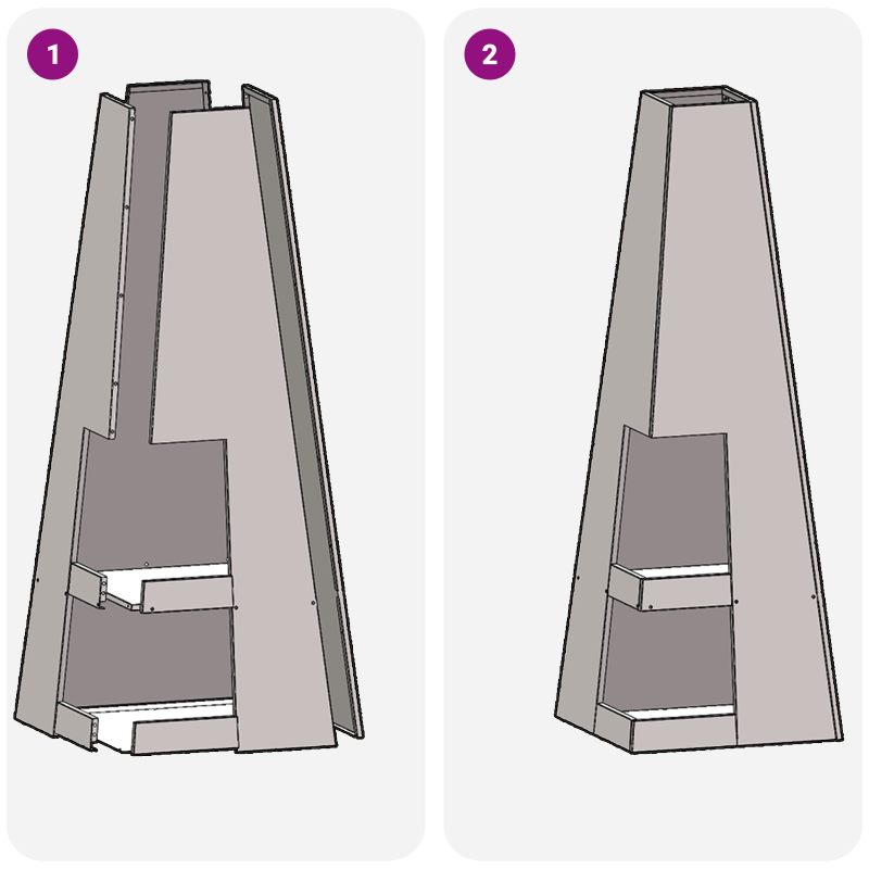 Feuerstelle mit Holzlager 35x35x100 cm Wetterstahl