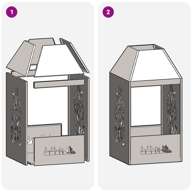 Feuerstelle Schwarz 50x50x100 cm Stahl