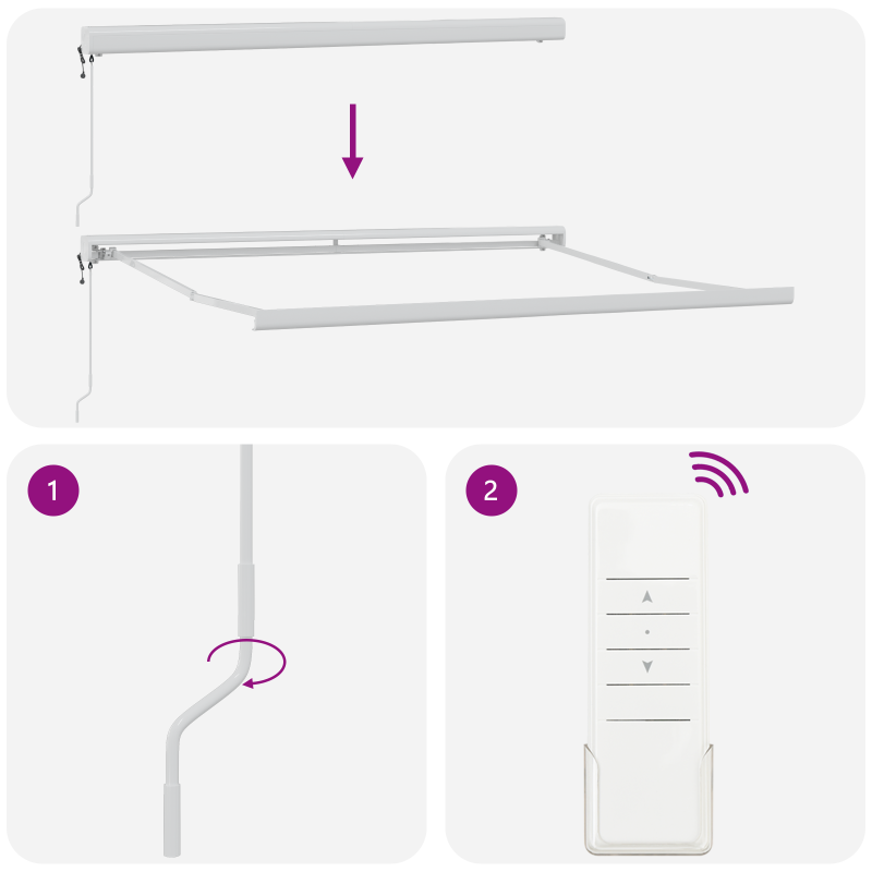 Automatische einziehbare Markise mit roten und weißen Streifen 300x250 cm