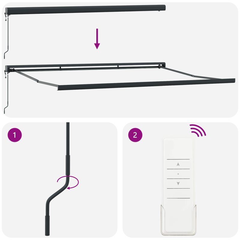 Manuelle einziehbare Markise mit LED in Orange und Braun 350x250 cm