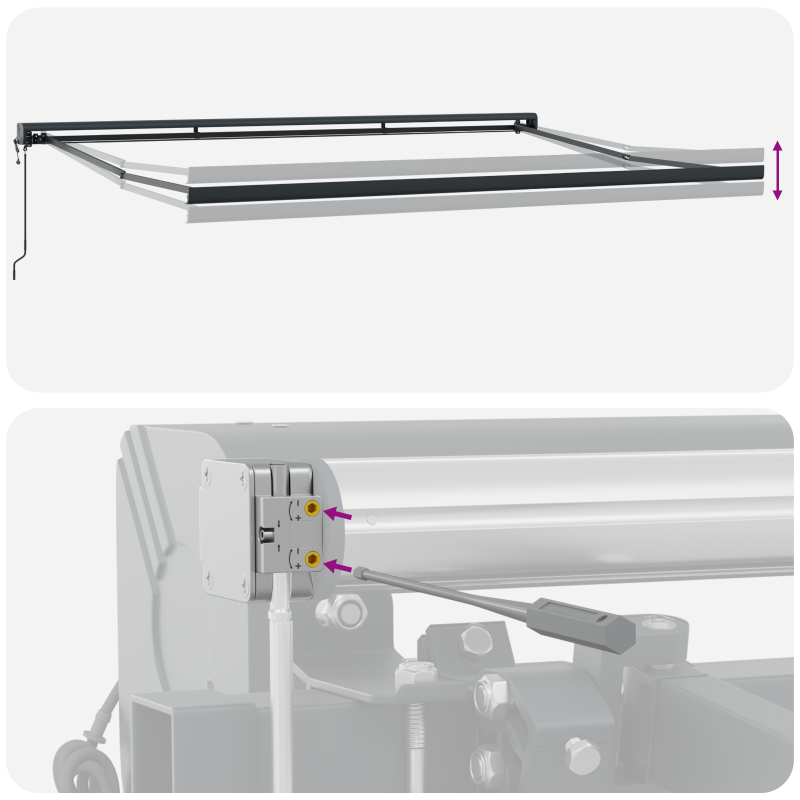 Manuelle einziehbare Markise mit LED in Orange und Braun 350x250 cm