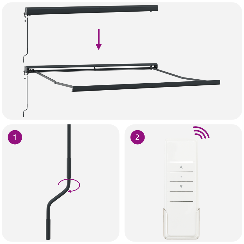 Automatische einziehbare Markise mit buntem Streifen 350x250 cm