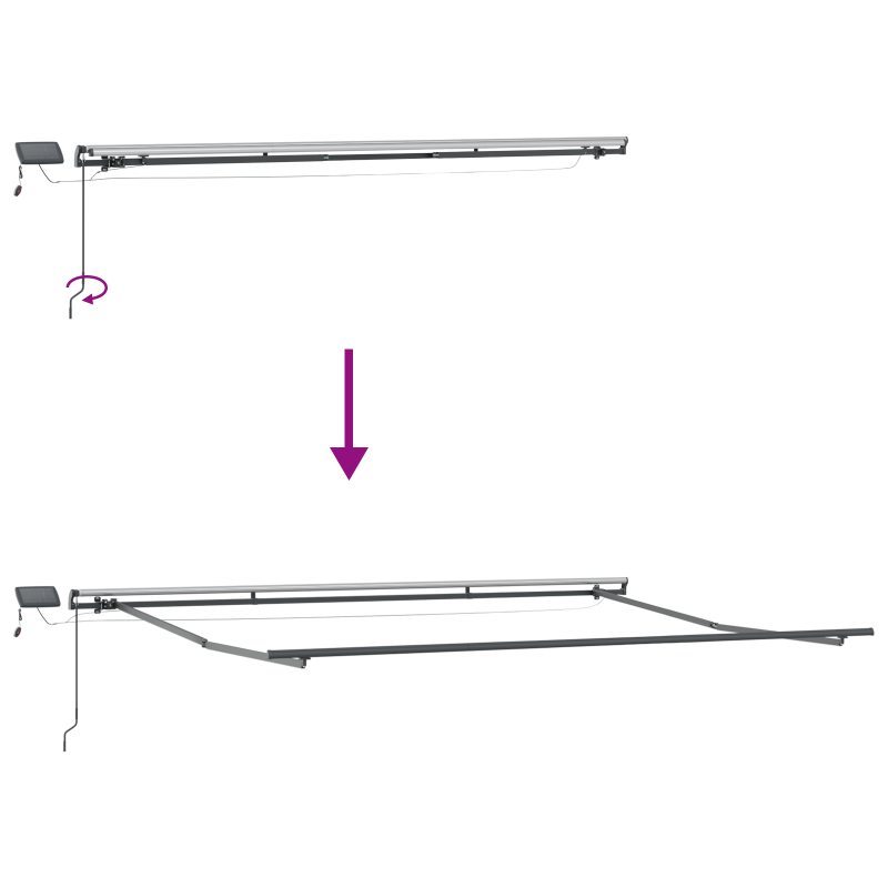 Manuelle Einziehbare Markise mit LED Orange und Braun 450x300 cm